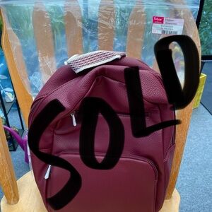 Burgundy Backpack with White Accents